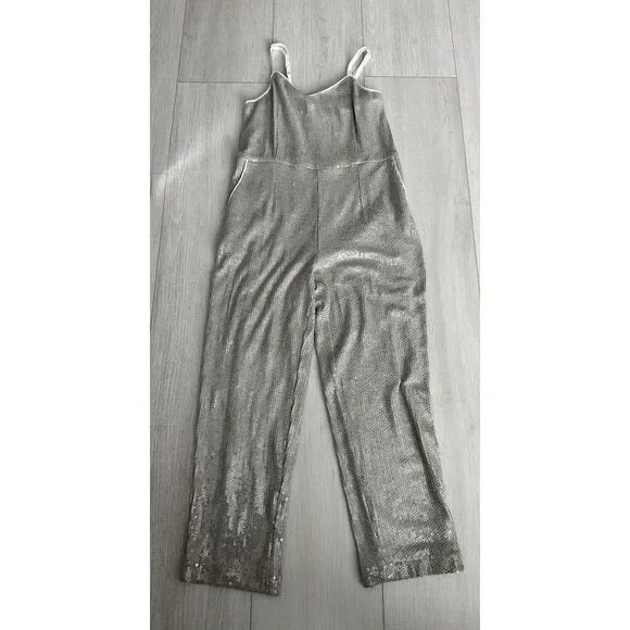 Anthropologie ett:twa Claudette Sequined‎ Jumpsuit Size 2 Gray - Picture 3 of 7
